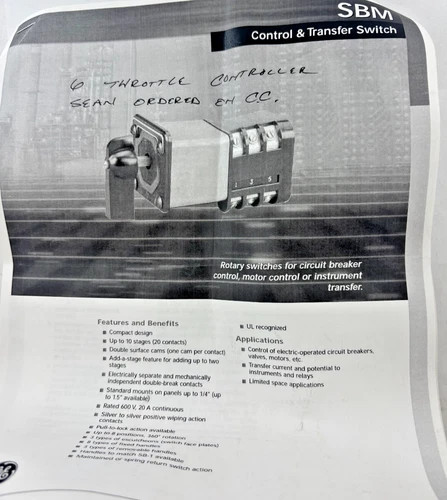 General Electric SBM Rotary Control Switch D4A48T1F1P1 — product image 6 of 6