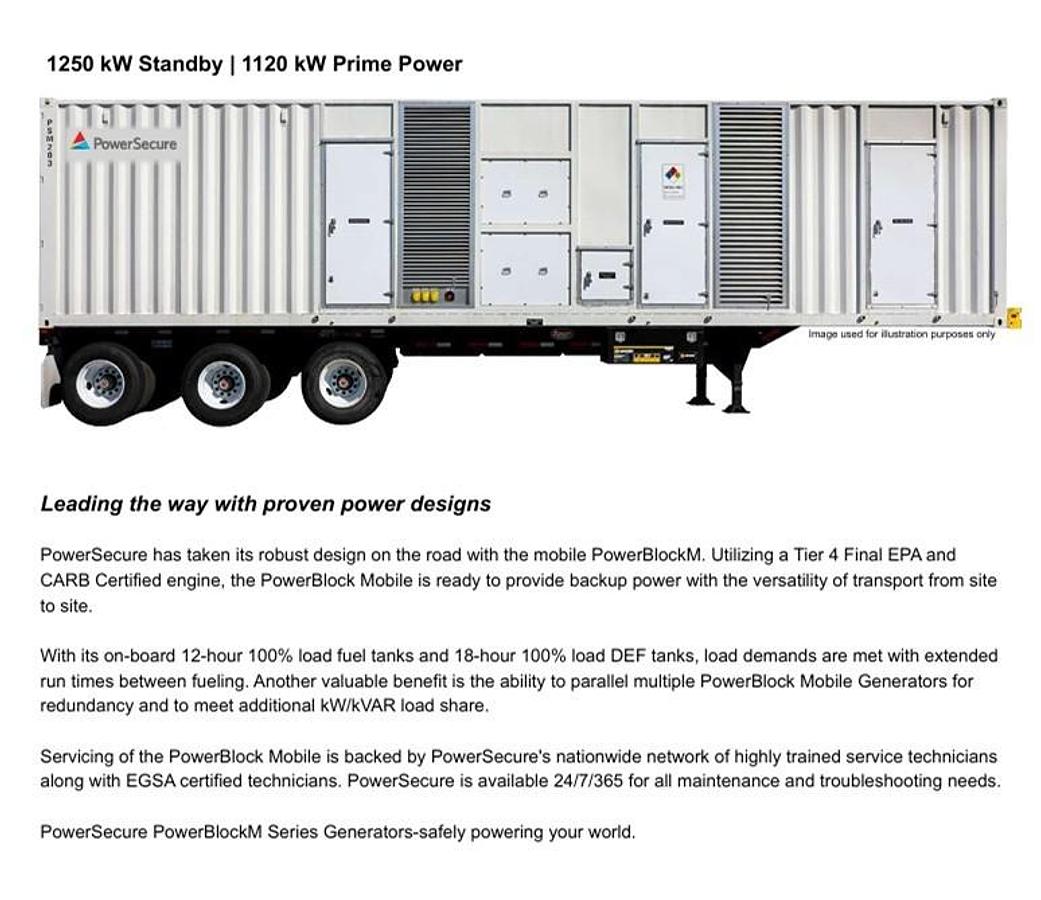 PowerSecure PowerBlock Mobile PBM1250 1250 kW Standby Generator
