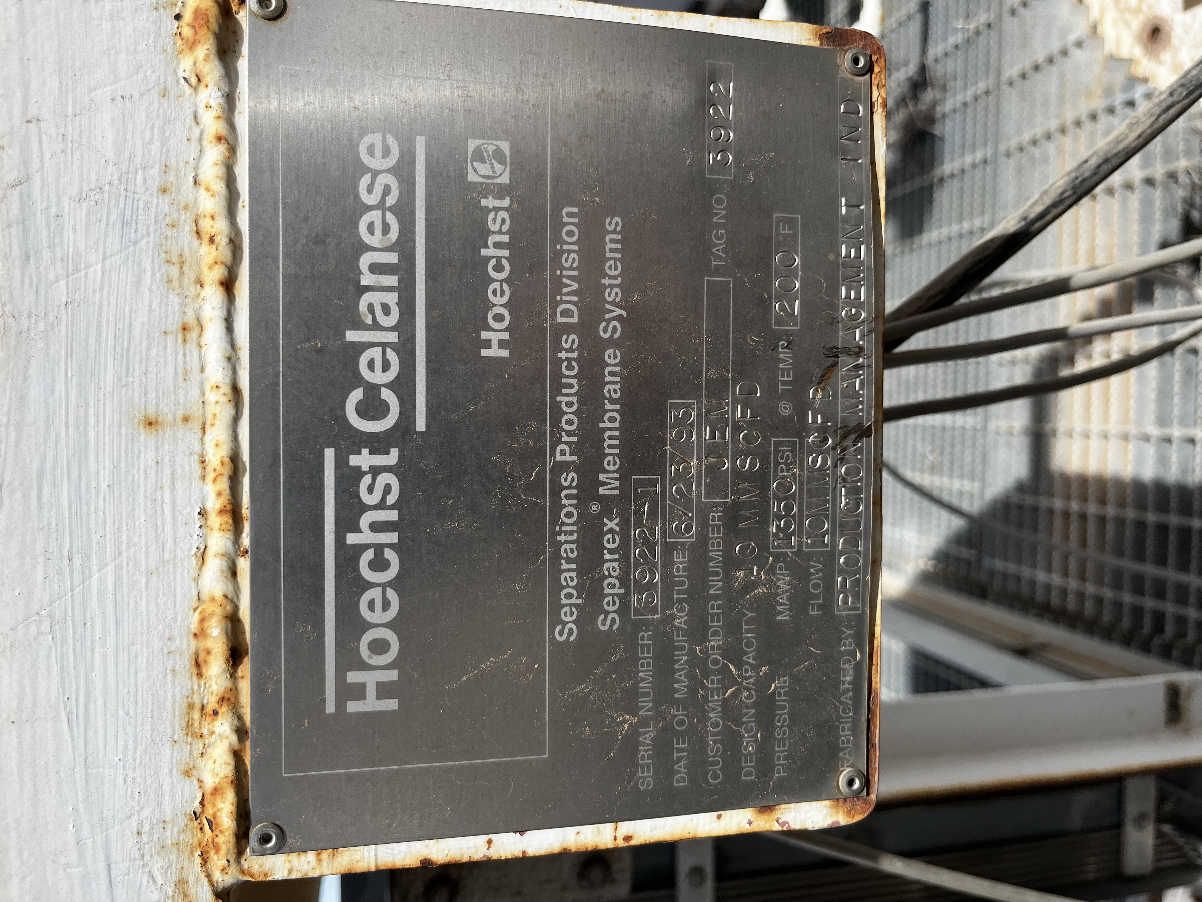 Hoechst Celanese Separex Membrane Gas Separation System — product image 5 of 9
