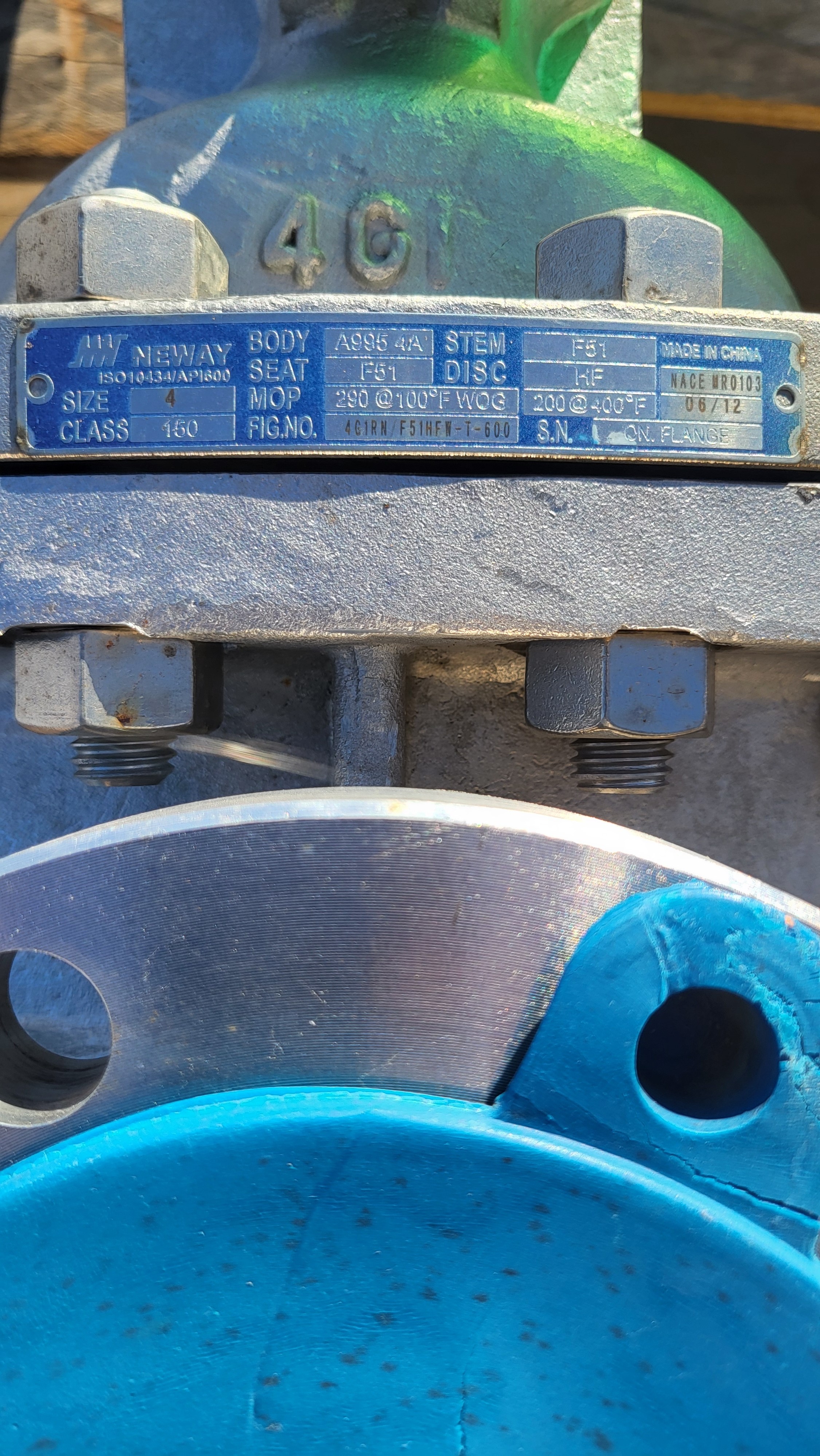 Neway 4-Inch Class 150 Gate Valve Fig. No. 4G1RN F51HFW-T-600 — product image 3 of 3