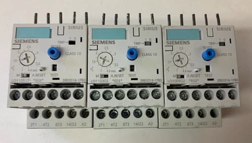 Lot of 3 Siemens Sirius 3RB2016-1PB0 Overload Relays 1-4A 600VAC — primary product image