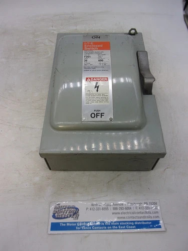 ITE F351 Heavy Duty Fusible Safety Switch, 30A, 600V, 3-Pole, NEMA 1