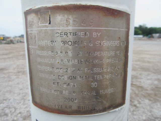 Fabtech Vertical Pressure Vessel 6-5/8" x 4'3" FT-2474-30 — product image 5 of 7