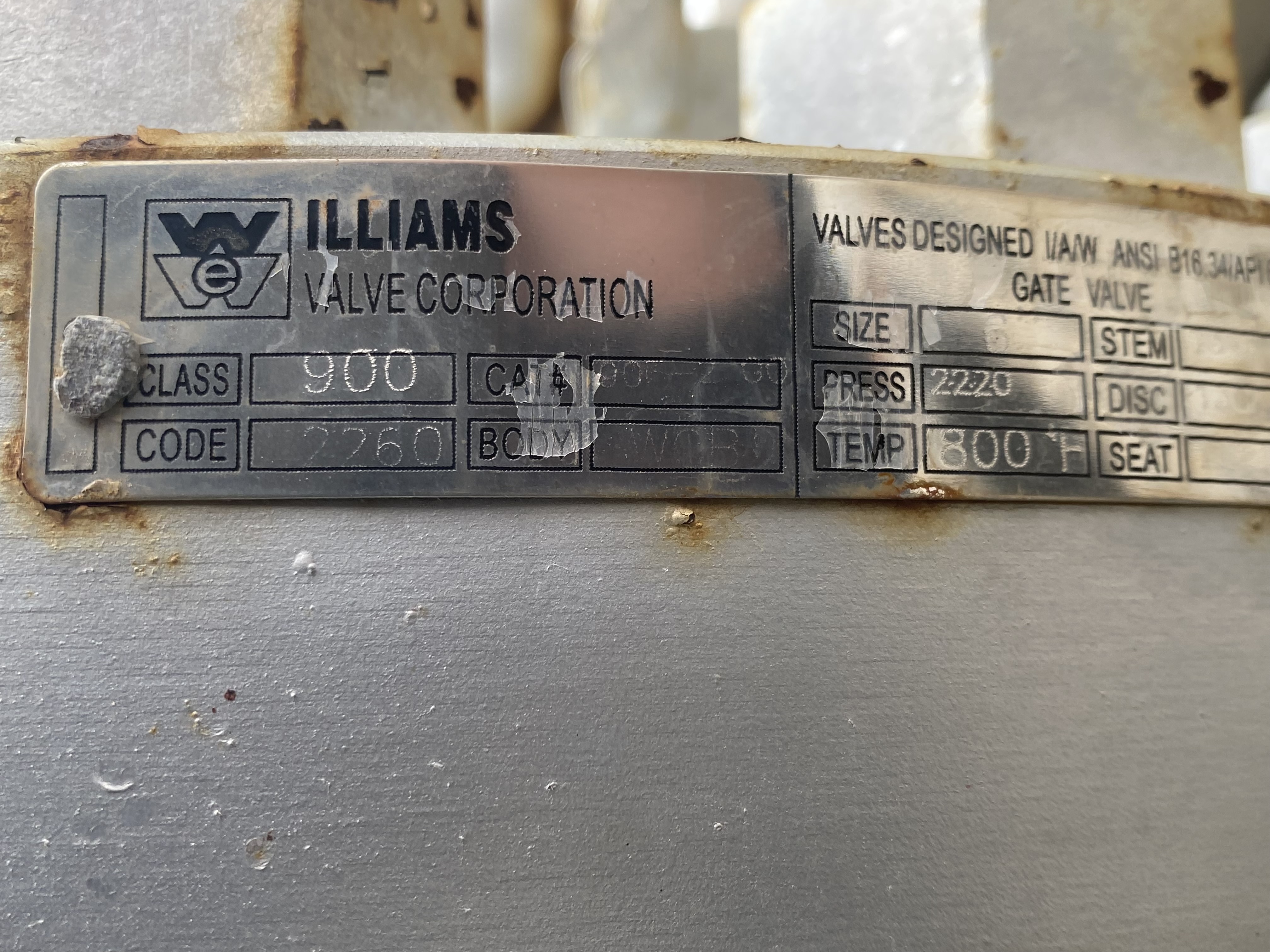 Williams Valve Corporation 6 Inch Class 900 Gate Valve Model 2260 — product image 4 of 5