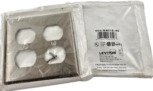 Leviton 84016 2-Gang Duplex Receptacle Wallplate, Stainless Steel — product image 3 of 3