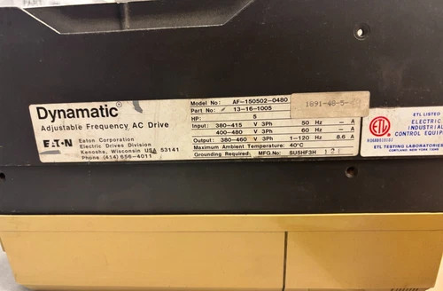 Eaton Dynamatic Adjustable Frequency AC Drive AF-15002-0480 — product image 3 of 6