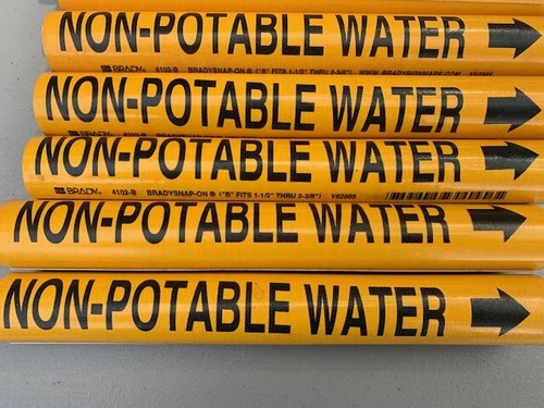 Brady 4102-B Bradysnap-On Pipe Marker for Non-Potable Water, Size B, Lot of 9