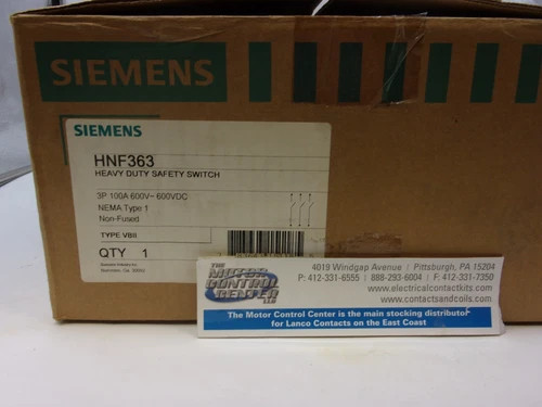 Siemens HNF363 Heavy Duty Non-Fusible Safety Switch 100A 600V 3P NEMA 1 — primary product image
