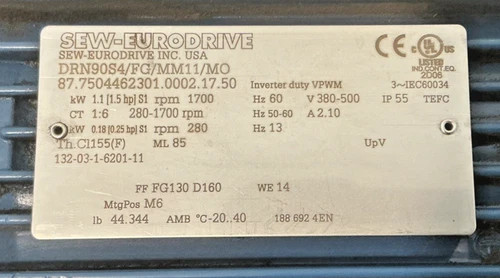 SEW Eurodrive DRN90S4/FG/MM11/MO Helical Gear Motor — product image 2 of 9