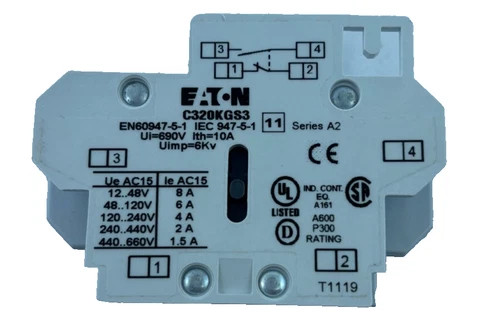 Eaton Freedom Series Side-Mounted Auxiliary Contact C320KGS3 Ser A2, 1NO-1NC — product image 3 of 6