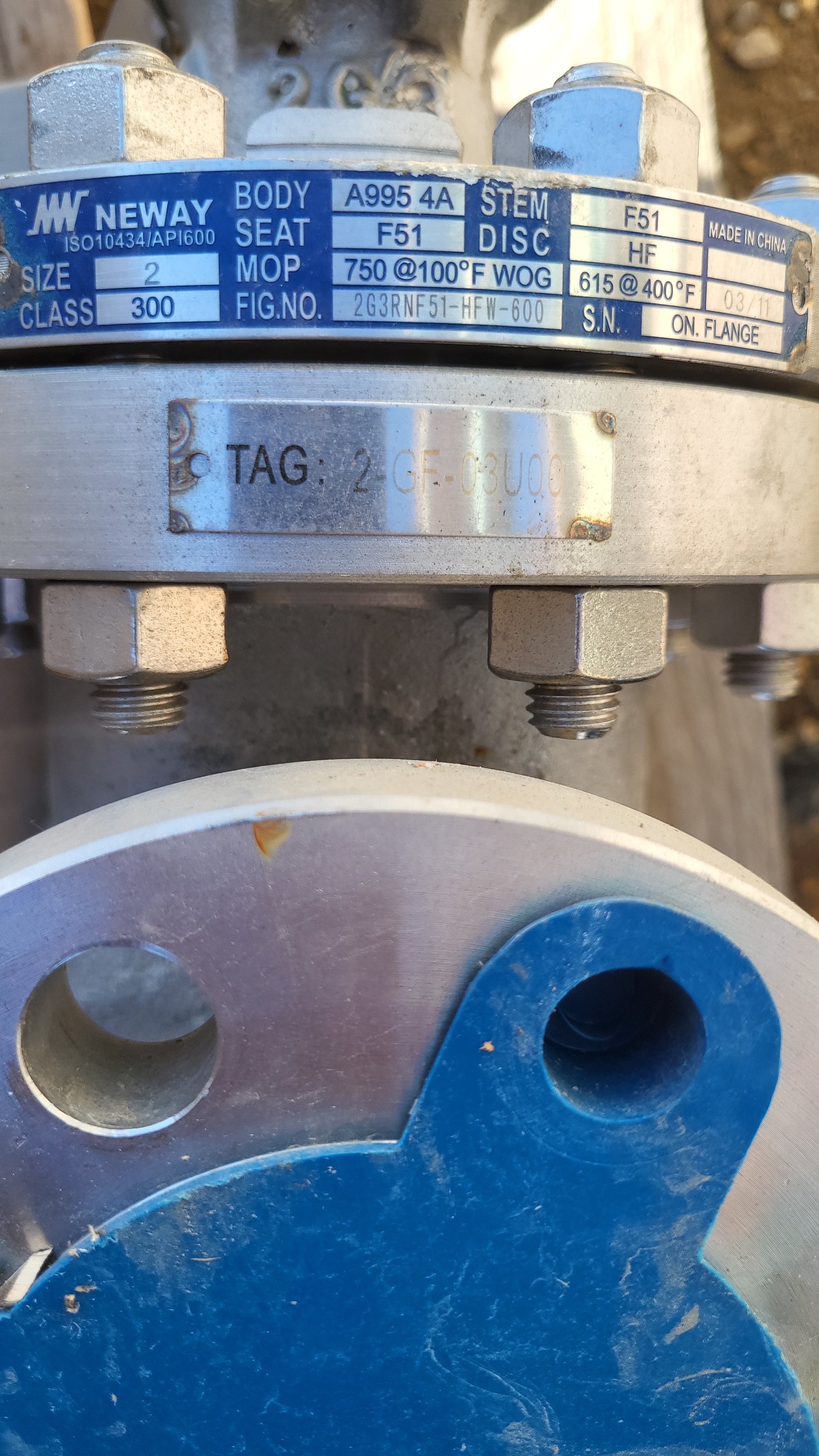 Neway 2-Inch Class 300 Gate Valve FIG. 2G3RNF51-HFW-600
