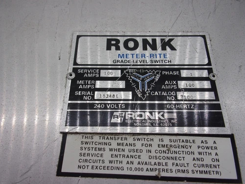 Ronk Meter-Rite Double-Throw Transfer Switch 7100, 100A, 240V — product image 2 of 9