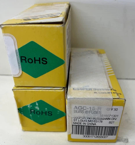 Bussmann Eaton AGC-15-R Fast-Acting Cartridge Fuse 15A 32V 6.3x32mm - Lot of 170 — primary product image