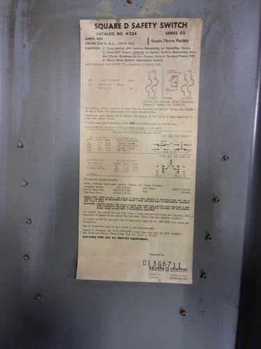 Square D H224 Heavy Duty Fusible Safety Switch, 200A, 240VAC/250VDC, NEMA 1 — product image 6 of 8
