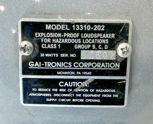 GAI-TRONICS 13310-202 Explosion-Proof Loudspeaker — product image 4 of 7