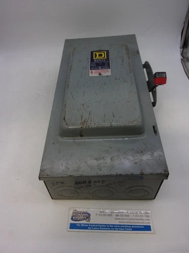 Square D HU363 Heavy Duty Safety Switch, 100A, 600V, 3-Pole, Non-Fusible, NEMA 1 — primary product image