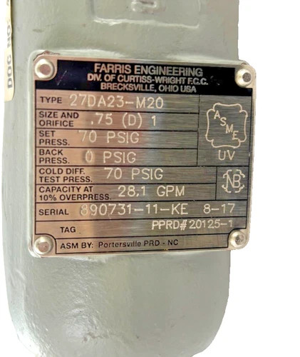 Farris 27DA23-M20 Relief Valve 3/4" x 1" — product image 2 of 5
