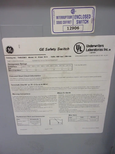 GE THN3361 General Duty Safety Switch 30A 600V 3P Non-Fusible NEMA 1 — product image 3 of 8