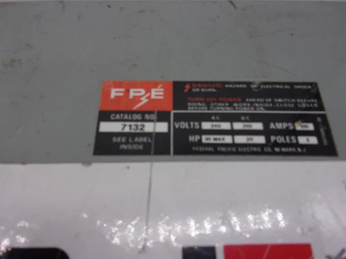Federal Pacific Electric 7132 Safety Switch, 3P, Non-Fusible, 100A, 240V, NEMA 1 — product image 2 of 9