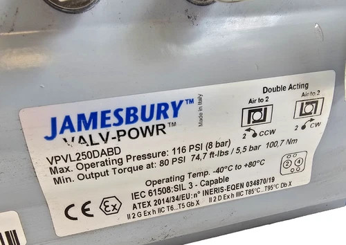 Jamesbury VPVL250DABD Double Acting Pneumatic Actuator
