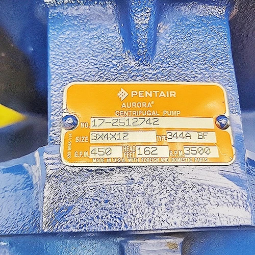 Aurora Pentair 3x4x12 344A-BF Single Stage End Suction Centrifugal Pump — product image 9 of 10