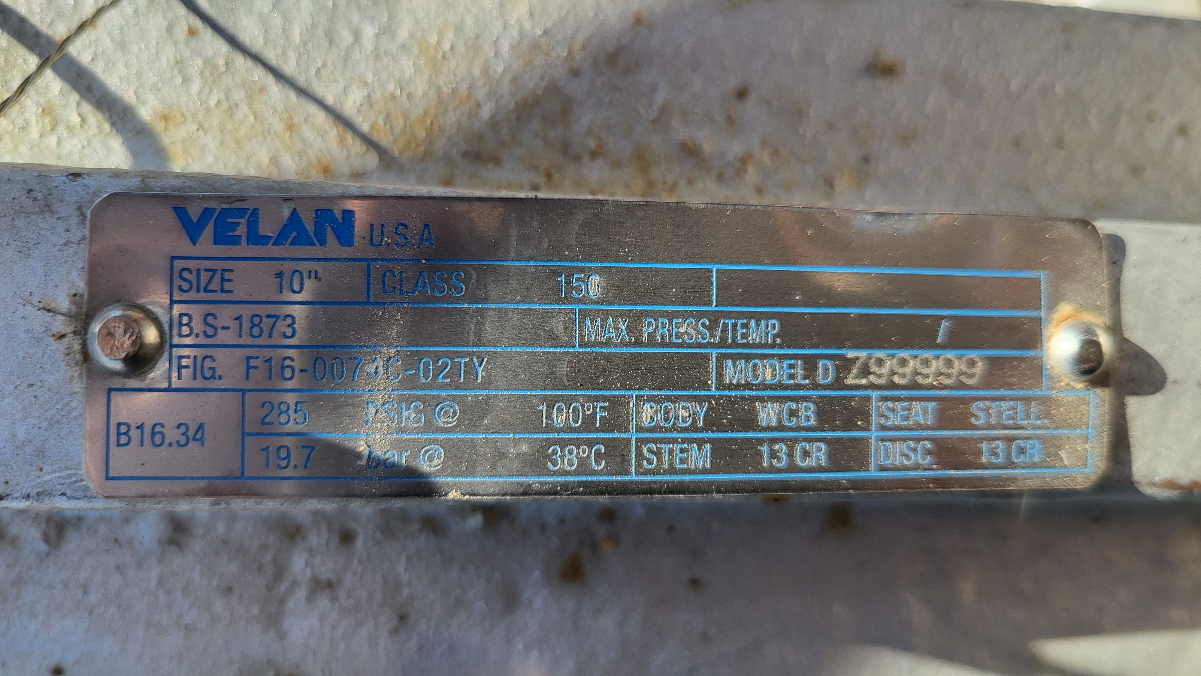Velan 10-Inch Class 150 Cast Steel Globe Valve Fig. F16-0074C-02TY — product image 2 of 3