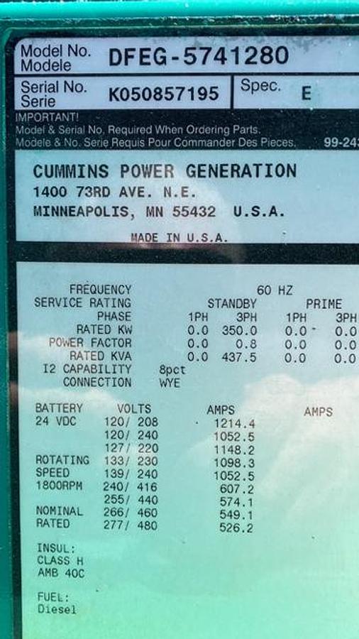 Cummins 300DQAF-2054 Diesel Generator Set — product image 2 of 10