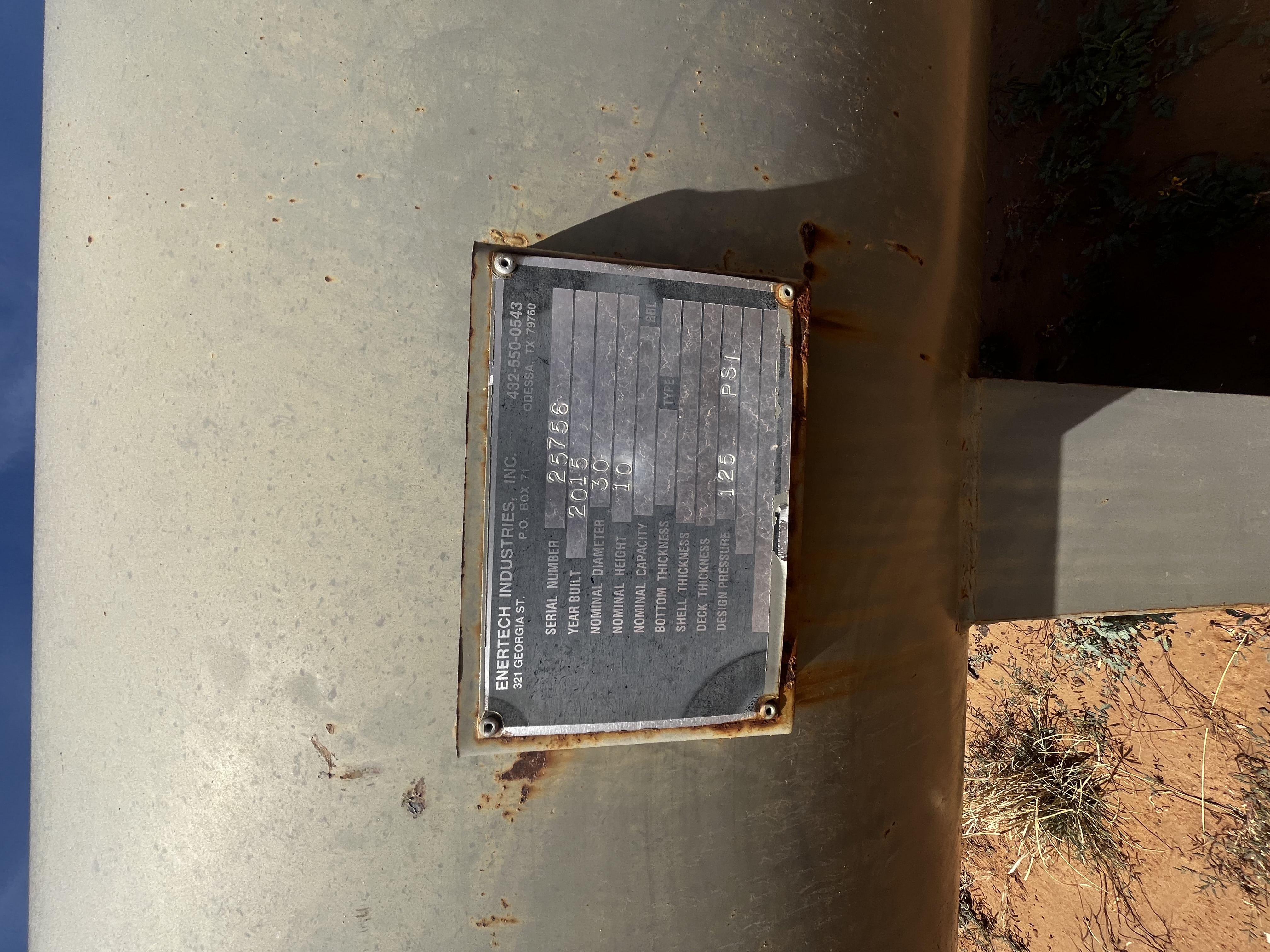 Enertech Industries 450 Gallon Horizontal Pressure Vessel — product image 3 of 4