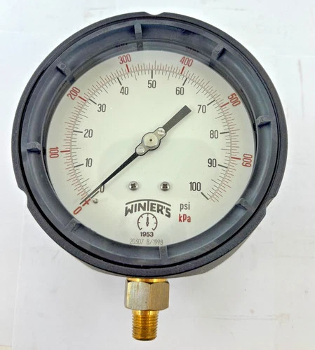 Winters 1953 Pressure Gauge 0-100 PSI 4.5 Inch Dial