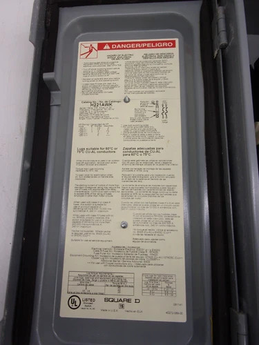 Square D H321AWK Heavy Duty Safety Switch, 30A, 2P, Fusible, 240V, NEMA 3R — product image 3 of 8