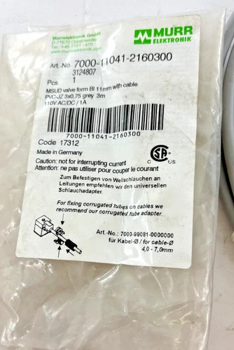 Murrelektronik MSUD Valve Plug Form BI 11mm with 3m Cable 7000-11041-2160300 — product image 4 of 4