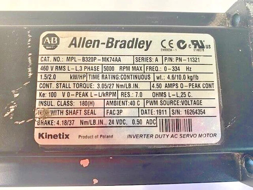 Allen-Bradley MPL-B320P-MK74AA Kinetix MP-Series Low-Inertia Servo Motor — product image 2 of 6
