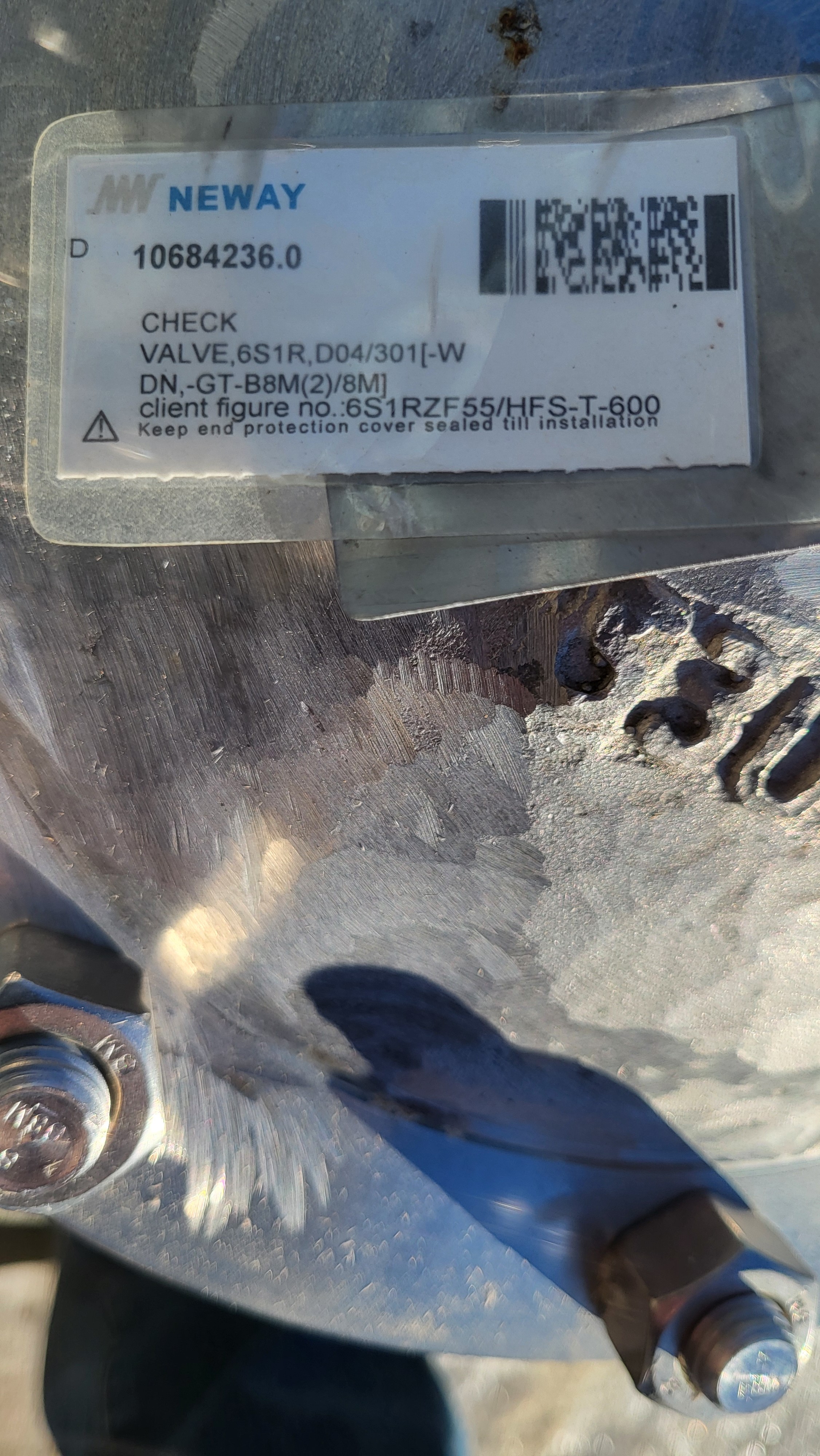 Neway 6-Inch Class 600 Swing Check Valve 6S1RZF55/HFS-T-600 — product image 3 of 4