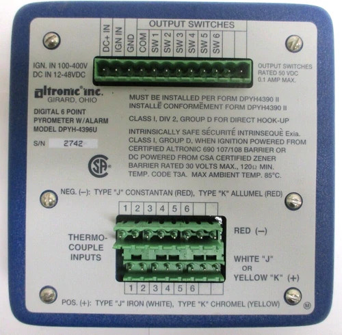 Altronic Digital 6-Point Pyrometer with Alarm DPYH-4396U — product image 3 of 4