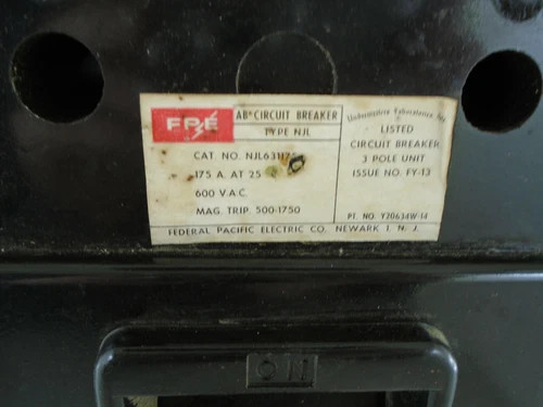 Federal Pacific NJL631175 3-Pole 175A 600V Molded Case Circuit Breaker — product image 2 of 6
