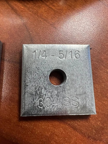 304 Stainless Steel Square Washers for Unistrut, 1/4" - 5/16" Hole, 1-5/8" x 1-5/8" (Lot of 48) — primary product image