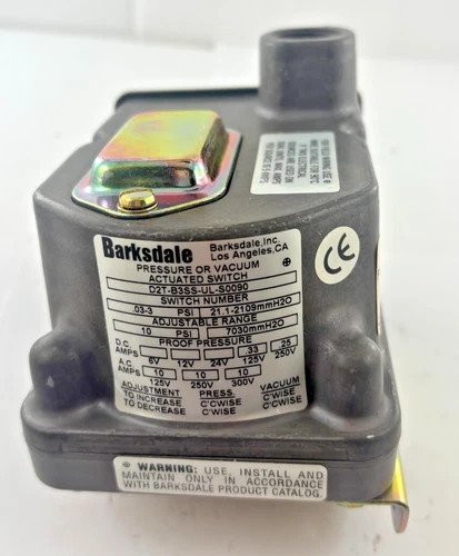 Barksdale D2T-B3SS-UL-S0090 Pressure or Vacuum Activated Switch