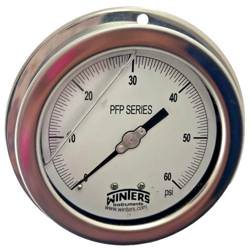 Winters PFP1003R14FF Premium Stainless Steel Liquid Filled Pressure Gauge, 4" Dial, 0-60 PSI, 1/4" NPT Back Connection — product image 2 of 6