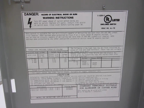 Eaton DH261UGK Heavy Duty Safety Switch 30A 600V 2P Non-Fusible NEMA 1 — product image 7 of 8