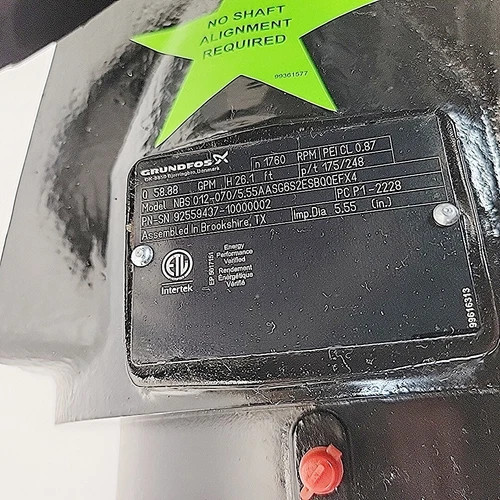 Grundfos NBS012-070 Split Coupled End Suction Centrifugal Pump with Baldor 1HP Motor — product image 5 of 5