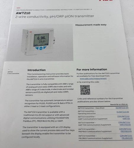 ABB AWT210 2-Wire Conductivity pH/ORP pION Transmitter — product image 4 of 4