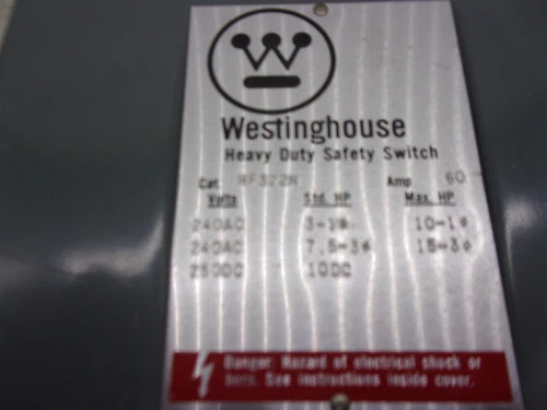 Westinghouse Heavy Duty Safety Switch HF322N — product image 3 of 9