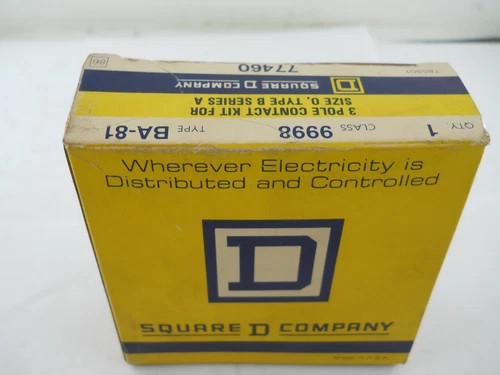 Square D 9998 BA81 3-Pole Contact Kit for Size 0 Type B Series A — product image 3 of 5