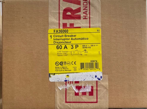 Square D FA36060 Molded Case Circuit Breaker, 60A, 3-Pole, 600V — primary product image