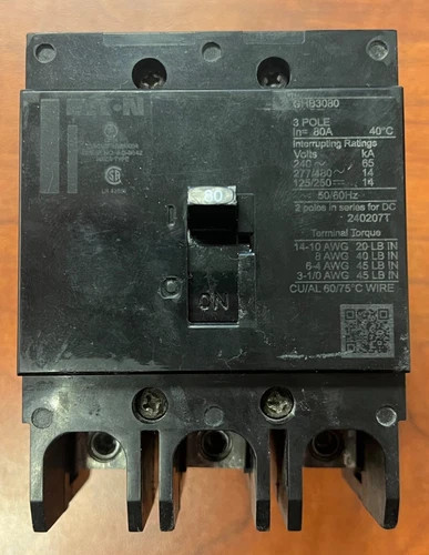 Cutler Hammer GHB3080 80 Amp 3 Pole 480V Bolt-On Circuit Breaker — primary product image