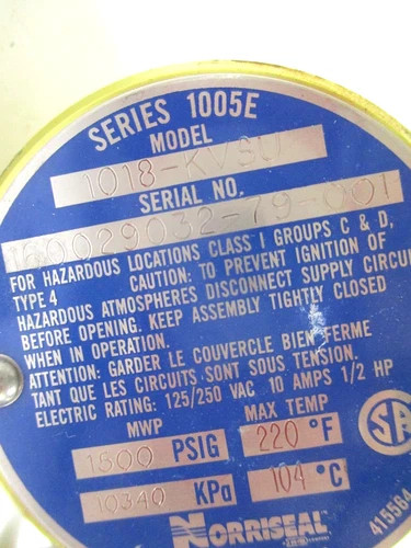Norriseal Series 1005E Electric Liquid Level Switch Model 1018KVSU with 2" MNPT — product image 4 of 4