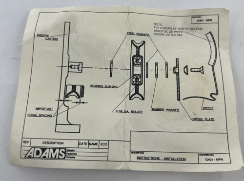 Adams Elevator G401 Roller Kit 1/4 In. Diameter — product image 2 of 3