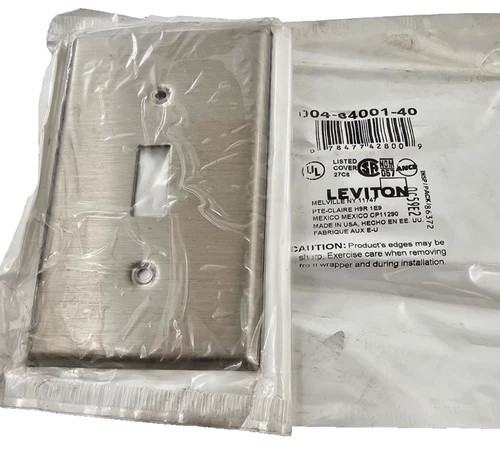 Leviton 84001-40 Stainless Steel Single Gang Toggle Switch Wall Plate — product image 3 of 3