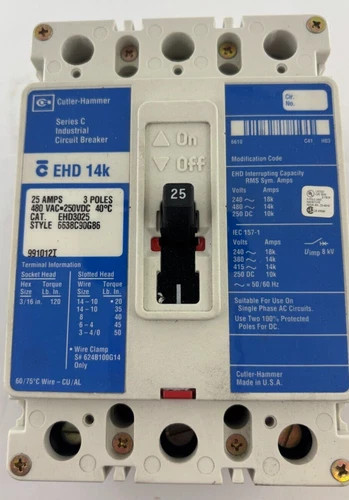 Cutler-Hammer EHD3025 Series C Industrial Circuit Breaker — product image 2 of 6