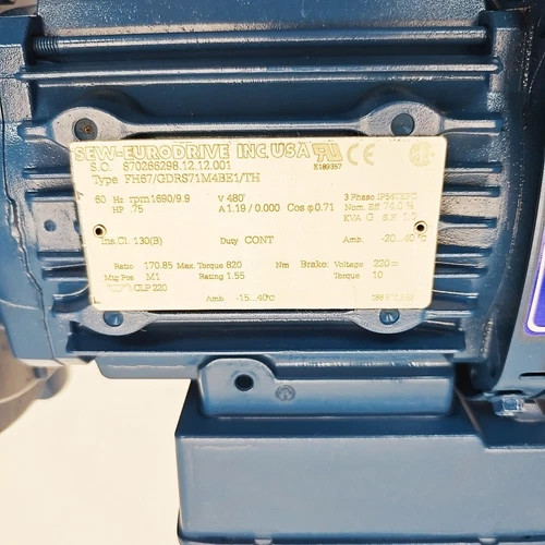 SEW-Eurodrive FH67/GDRS71M4BE1/TH Helical Parallel Shaft Gearmotor, 170.85:1 Ratio, 0.75 HP — product image 4 of 8
